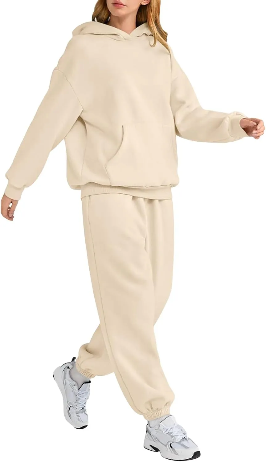 Sweat Suits for Womens 2 Piece 2025 Long Sleeve Hooded Sweatshirt and Jogging Pants Outfits Lounge Sets Fall Clothing