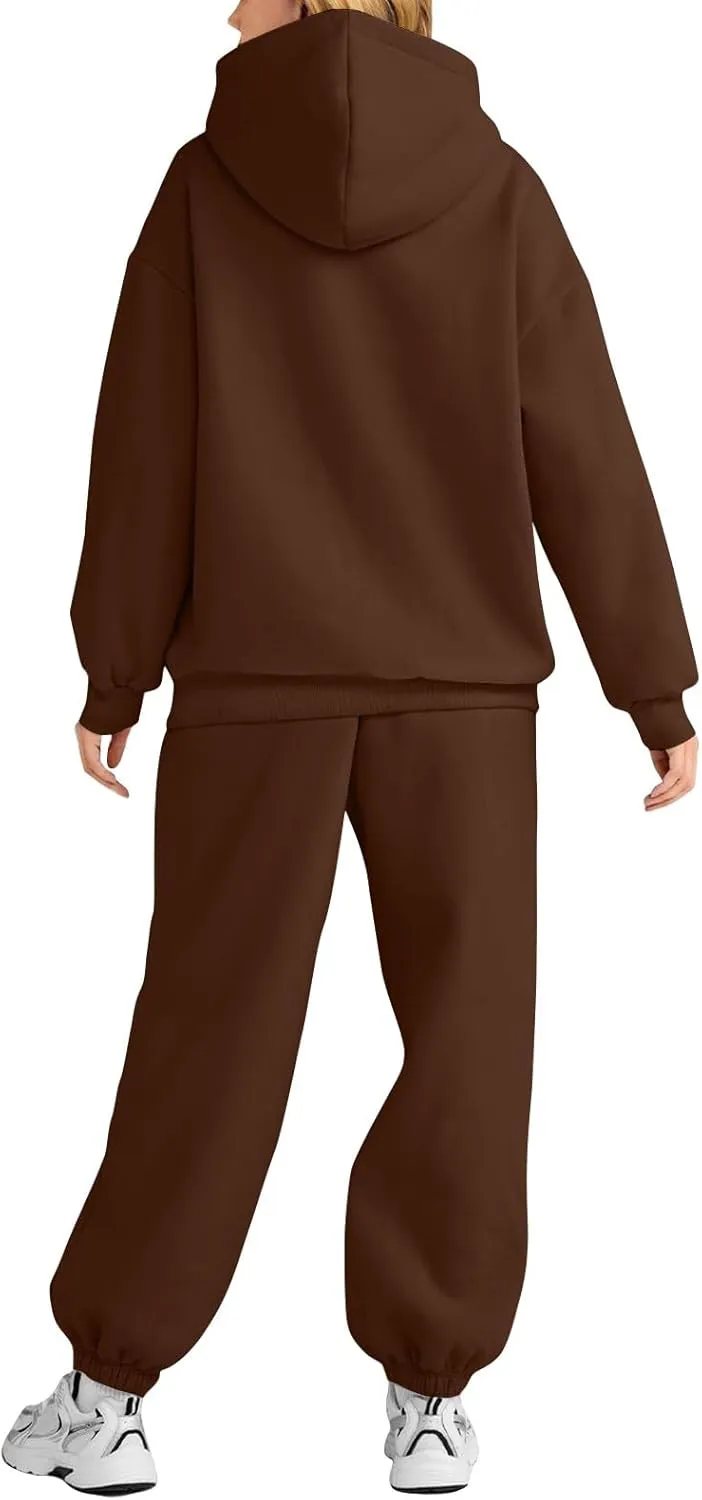 Sweat Suits for Womens 2 Piece 2025 Long Sleeve Hooded Sweatshirt and Jogging Pants Outfits Lounge Sets Fall Clothing