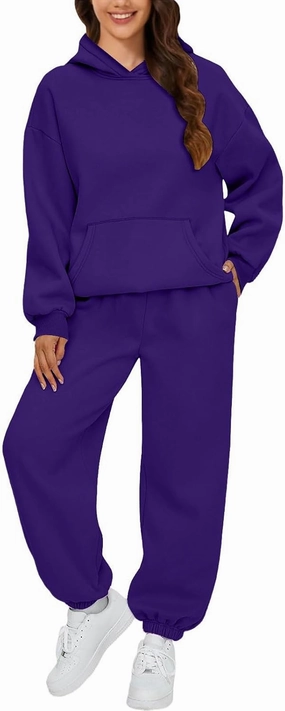 Sweat Suits for Womens 2 Piece 2025 Long Sleeve Hooded Sweatshirt and Jogging Pants Outfits Lounge Sets Fall Clothing