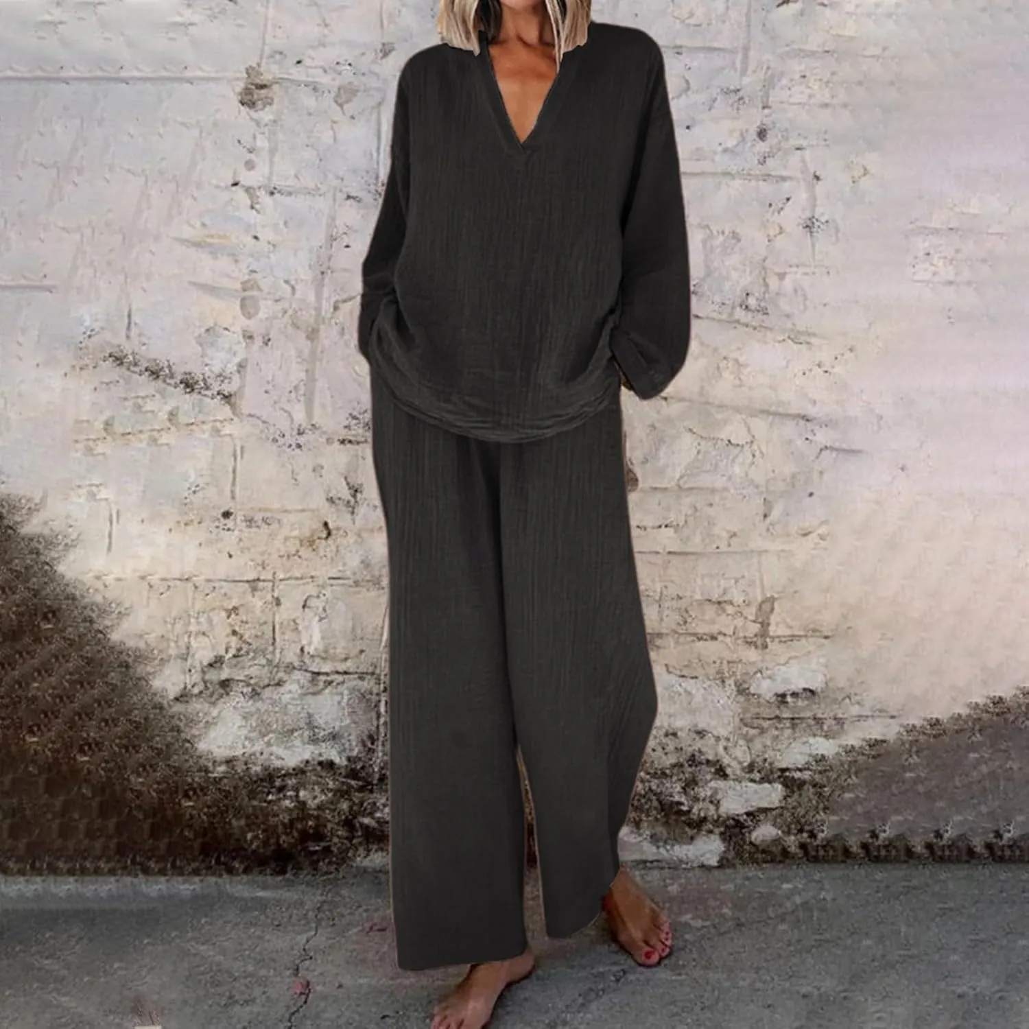 Sweatsuit for Women Long Sleeve Crop Tops Fold Over Yoga Pants Matching Casual Sweatsuits Short Sleeve Tracksuit