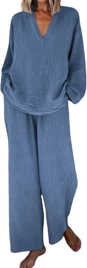 Sweatsuit for Women Long Sleeve Crop Tops Fold Over Yoga Pants Matching Casual Sweatsuits Short Sleeve Tracksuit