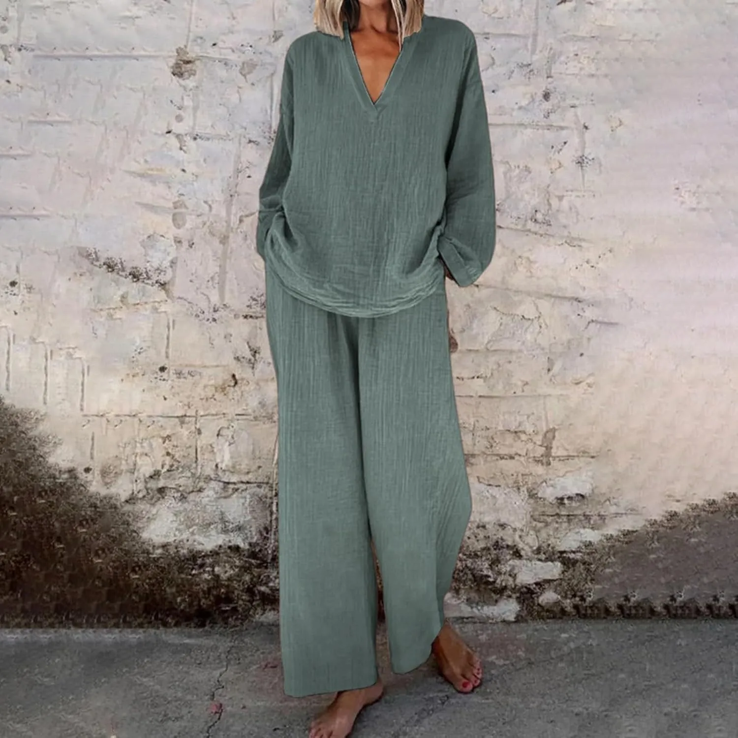 Sweatsuit for Women Long Sleeve Crop Tops Fold Over Yoga Pants Matching Casual Sweatsuits Short Sleeve Tracksuit