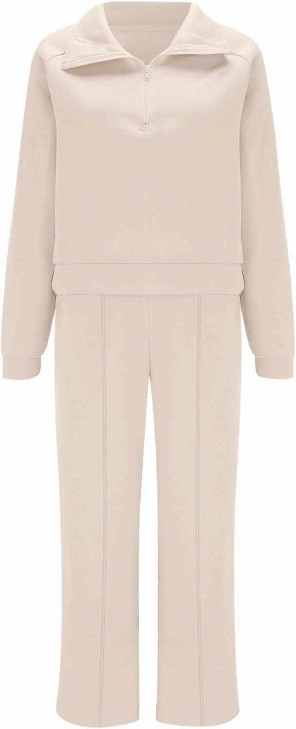 Sweatsuit for Women Long Sleeve Crop Tops Fold Over Yoga Pants Matching Casual Sweatsuits Short Sleeve Tracksuit
