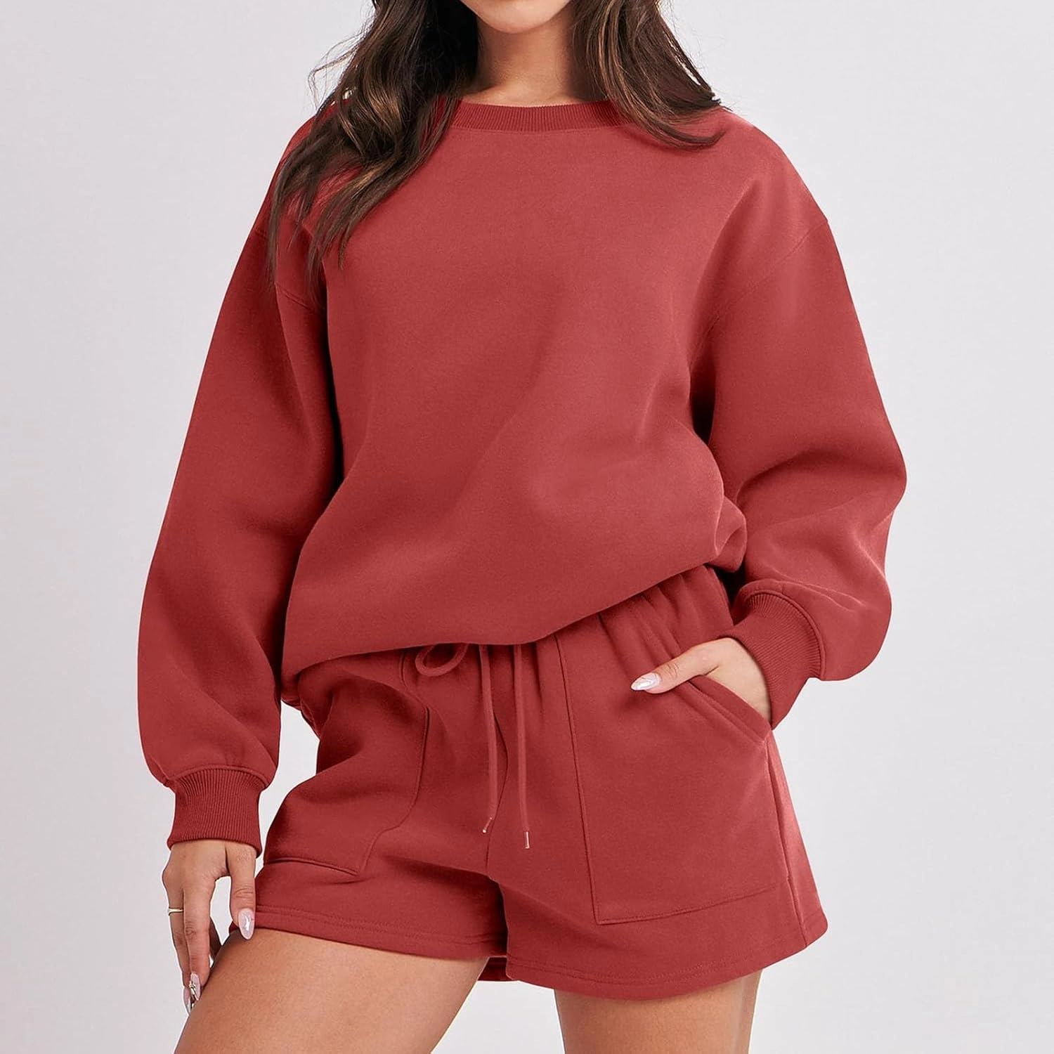 Sweatsuits for Women Loungewear Workout Athletic Tracksuits Long Sleeve Tops Sweatshirt Shorts Casual Suit Sets