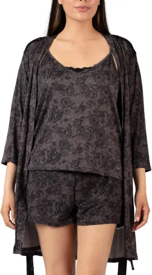 Tahari womens 3-piece Travel Robe Pajama Set