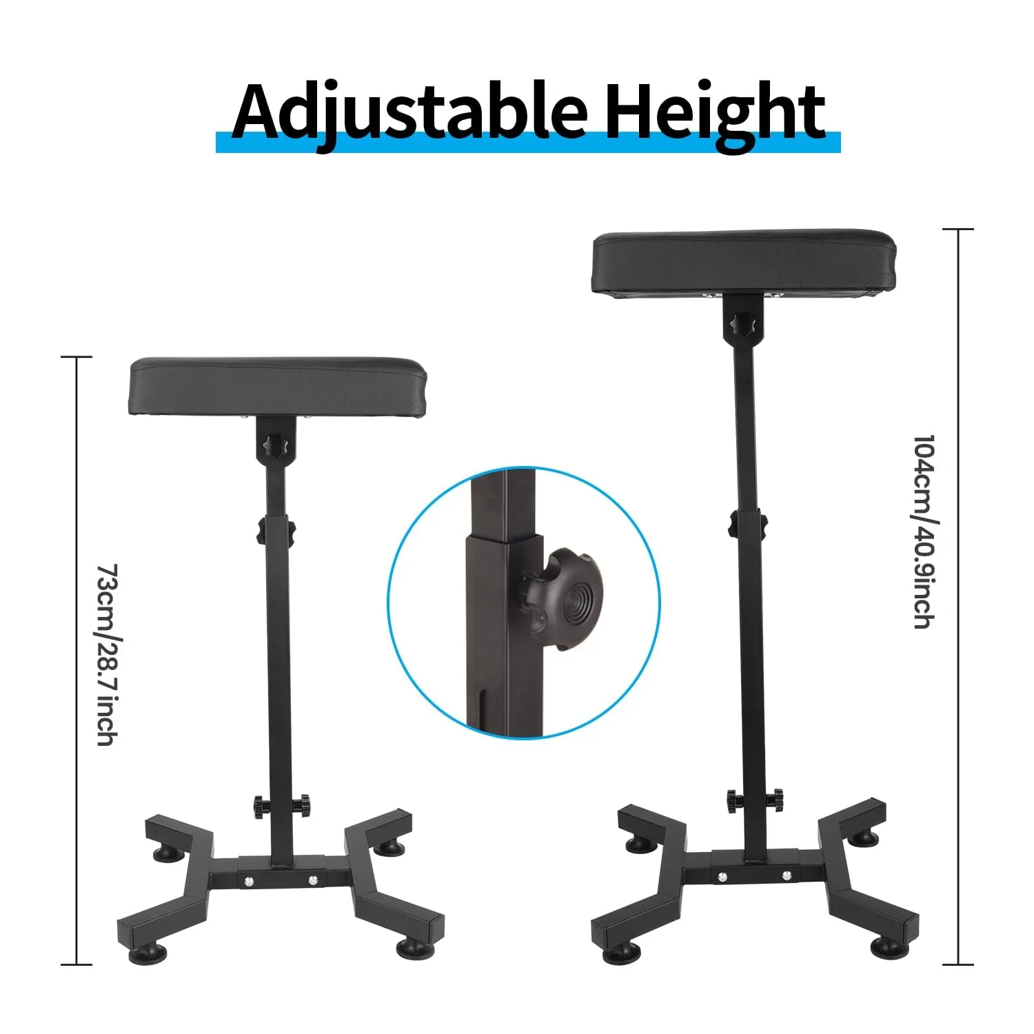 Tattoo Armrest Stand, Tattoo Arm Rest Stand Adjustable, Tiltable Thickened Black Leather Cushion, Stable Four Corner Base, Portable Tattoo Armrest for Studio Salon Tattoo