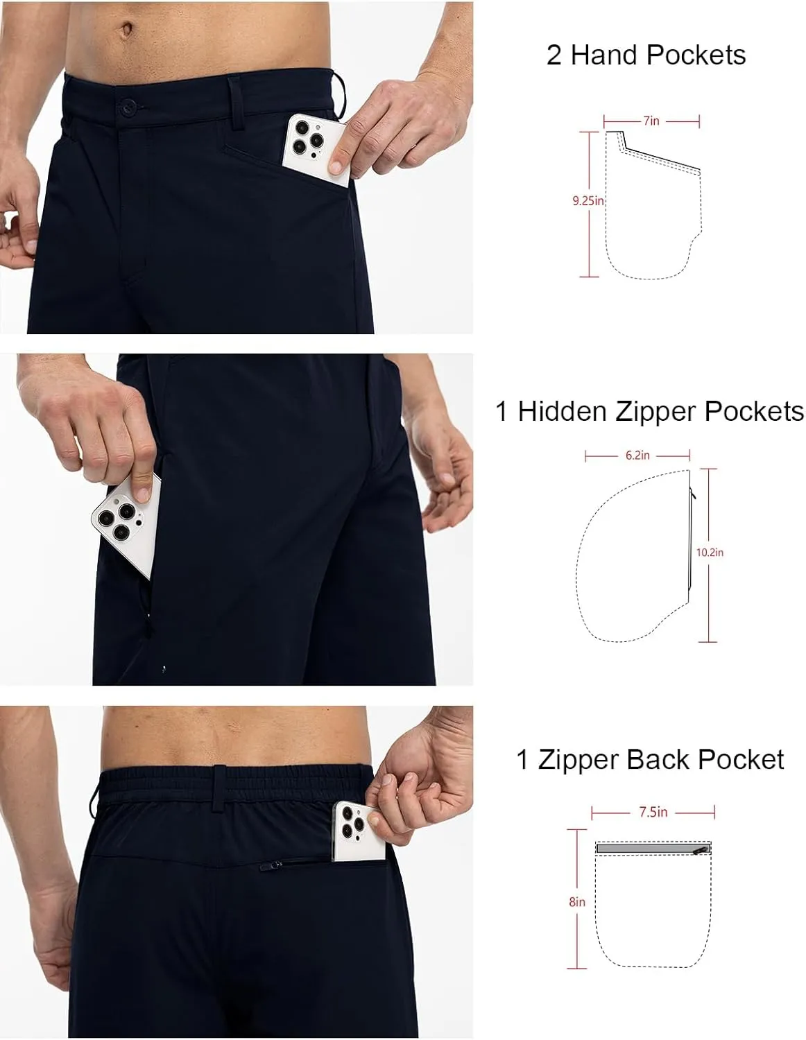 TBMPOY Men's Golf Dress Shorts Stretch Elastic Waist 11" Quick Dry Lightweight Travel Casual Shorts 5 Pockets Travel Casual