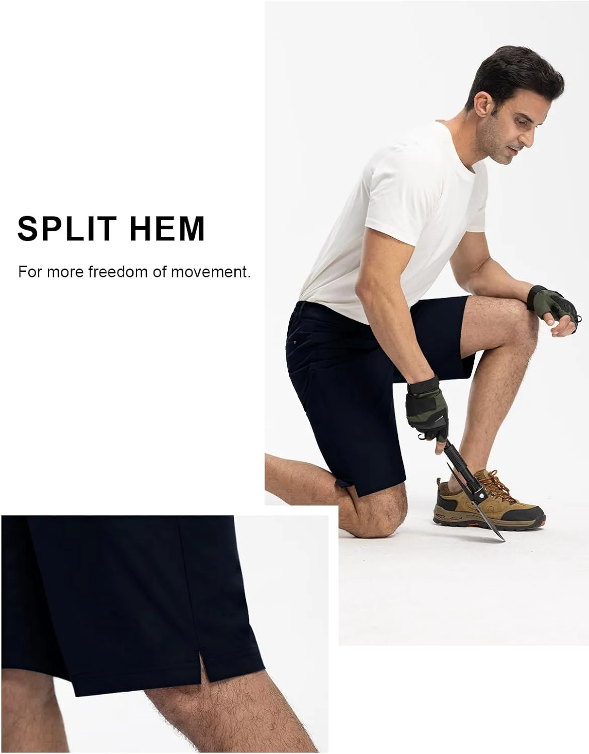 TBMPOY Men's Golf Dress Shorts Stretch Elastic Waist 11" Quick Dry Lightweight Travel Casual Shorts 5 Pockets Travel Casual