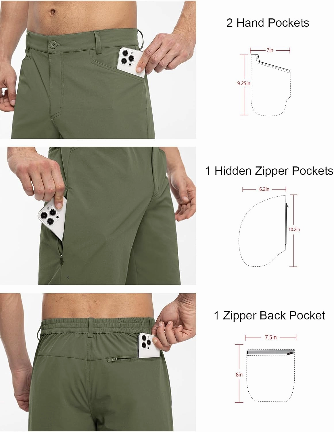 TBMPOY Men's Golf Dress Shorts Stretch Elastic Waist 11" Quick Dry Lightweight Travel Casual Shorts 5 Pockets Travel Casual