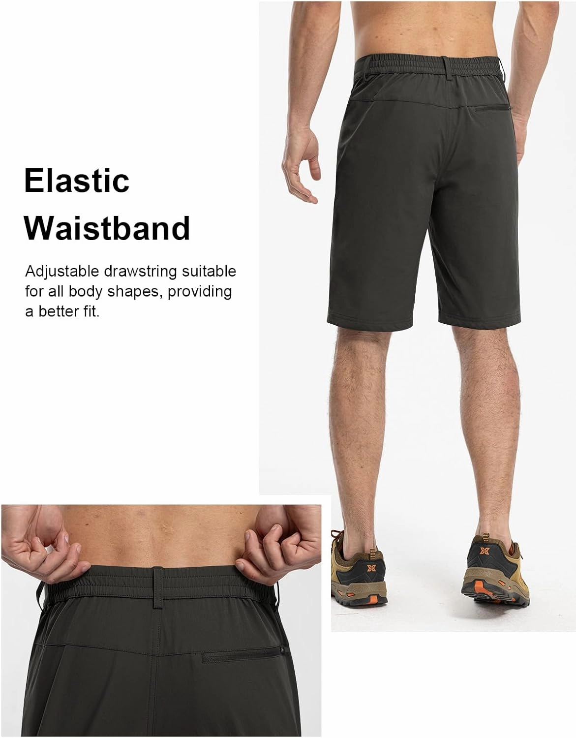 TBMPOY Men's Golf Dress Shorts Stretch Elastic Waist 11" Quick Dry Lightweight Travel Casual Shorts 5 Pockets Travel Casual