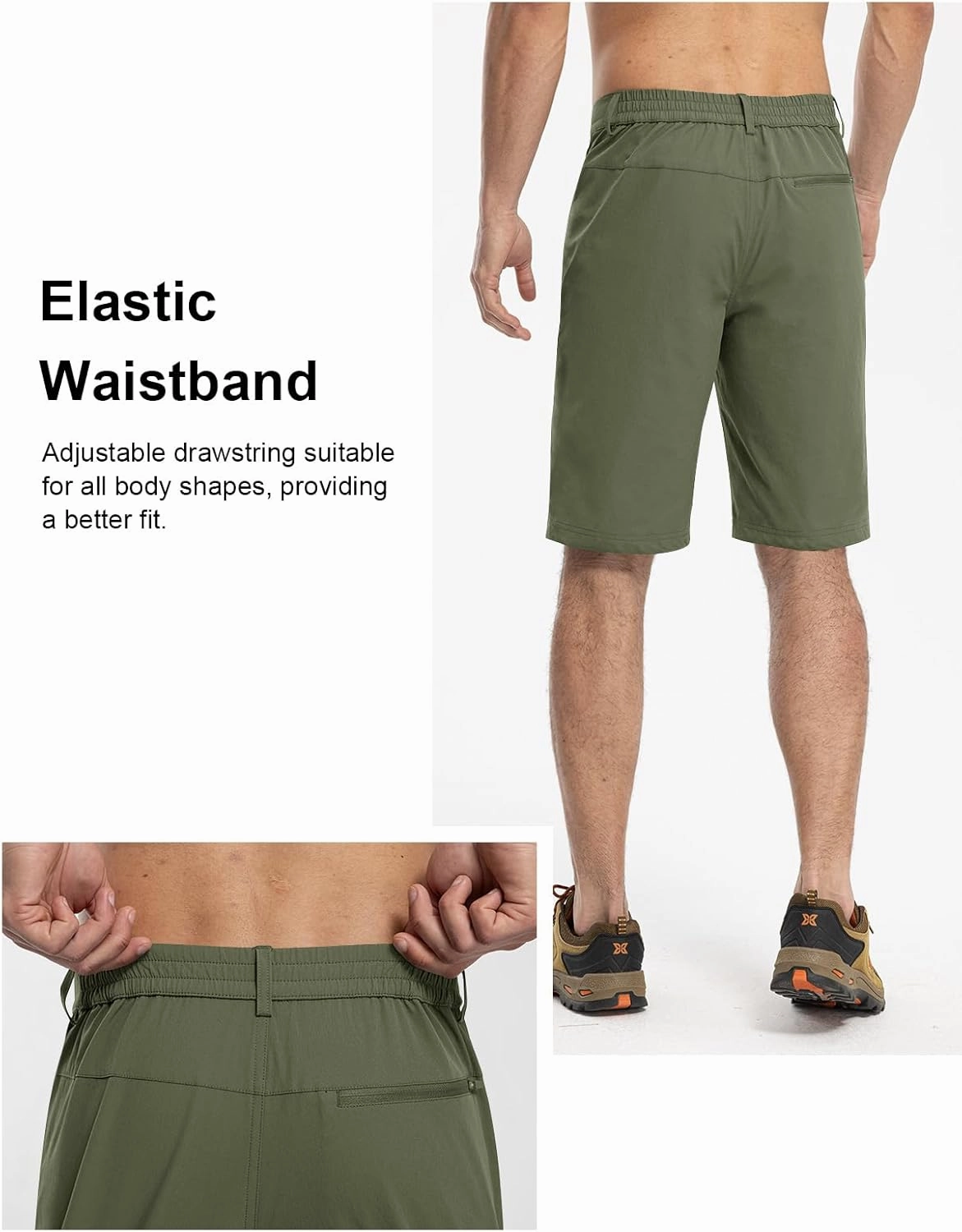 TBMPOY Men's Golf Dress Shorts Stretch Elastic Waist 11" Quick Dry Lightweight Travel Casual Shorts 5 Pockets Travel Casual