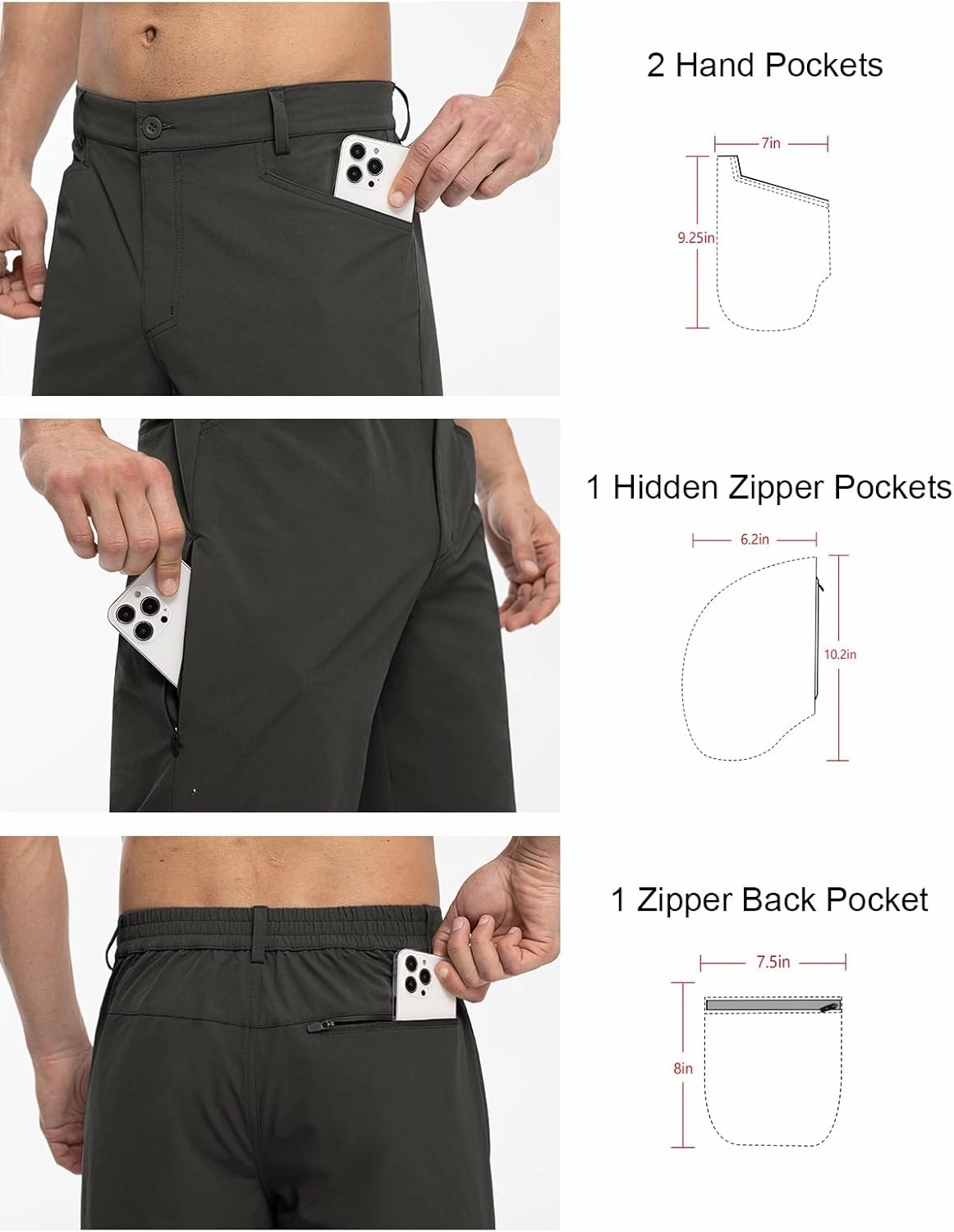 TBMPOY Men's Golf Dress Shorts Stretch Elastic Waist 11" Quick Dry Lightweight Travel Casual Shorts 5 Pockets Travel Casual