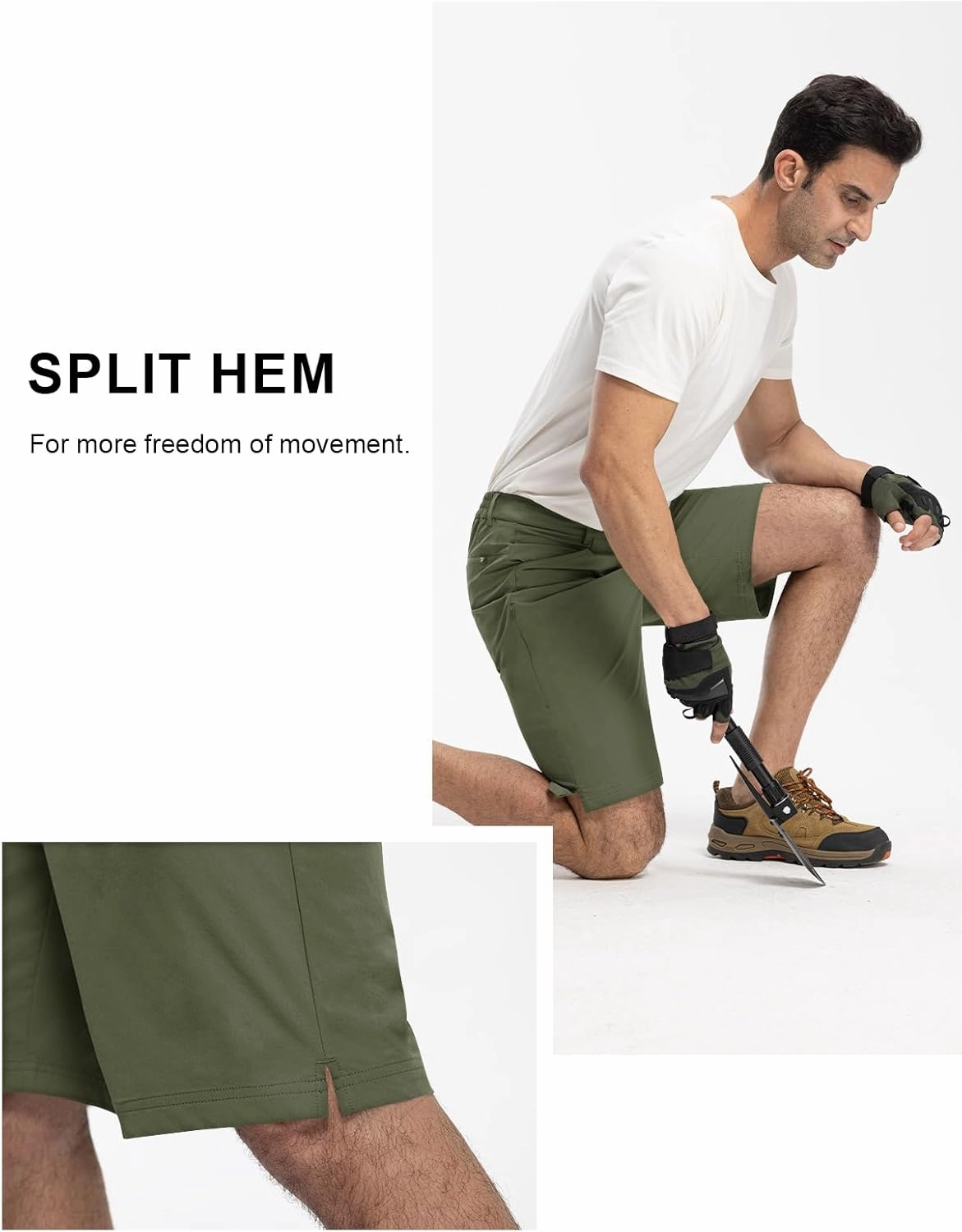 TBMPOY Men's Golf Dress Shorts Stretch Elastic Waist 11" Quick Dry Lightweight Travel Casual Shorts 5 Pockets Travel Casual