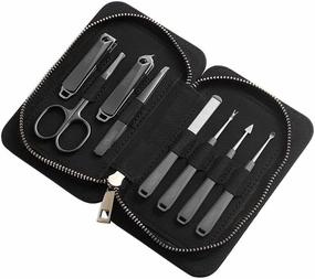 Toenail Clippers 8-Piece Nail Clippers Set Portable Nail Set Personal Care Pedicure Set Stainless Steel Beauty Set with Portable Fashion Bag (Black) Nail Clipper Set (Color : A-8-piece Set)