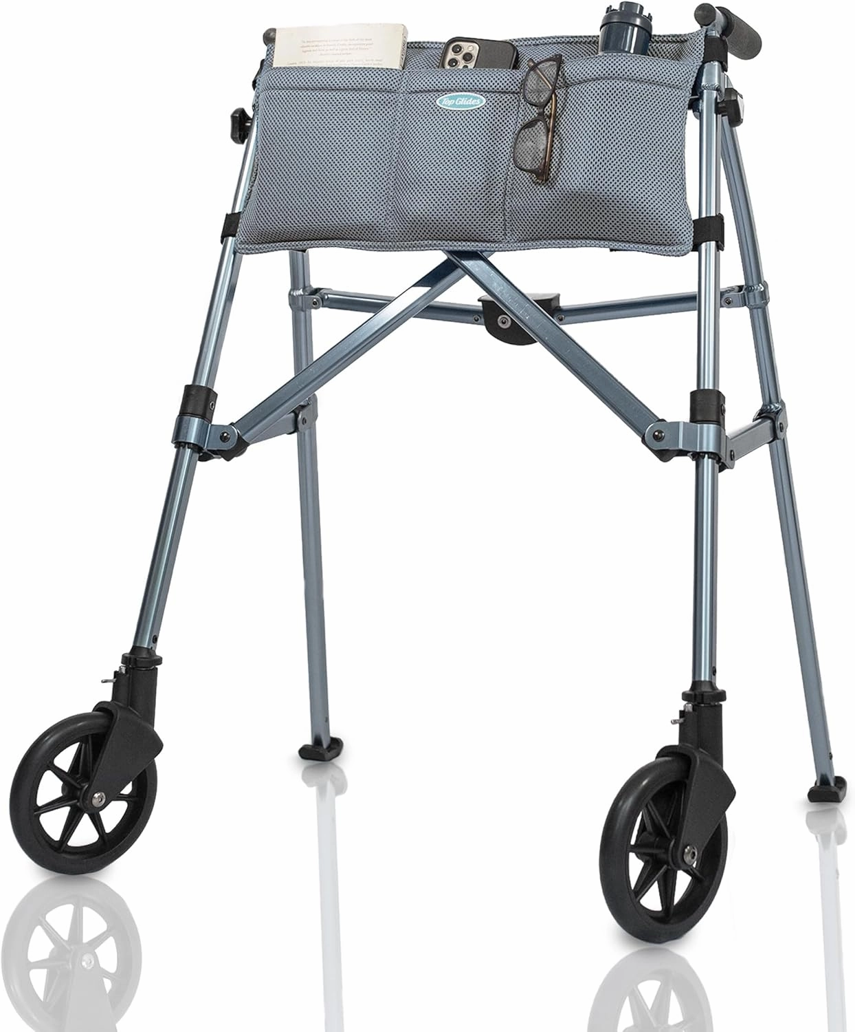 Top Glides 5-Pocket Carry-All Pouch for Stander Folding Walkers (Gray)