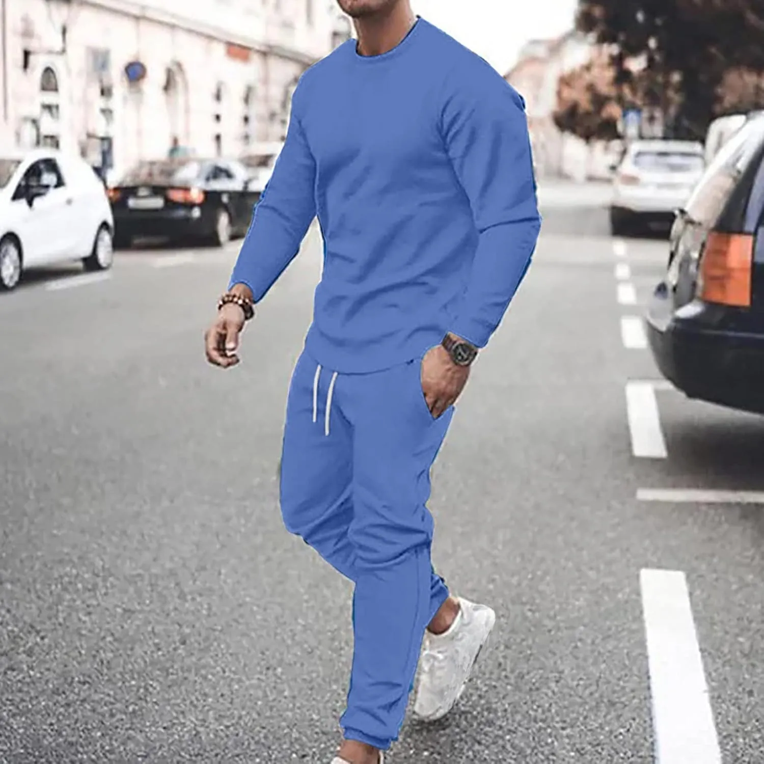 Track Suit for Men Set Athletic Jogging Sweatsuit Casual Crewneck Sweatshirts Pullover and Pants 2 Piece Outfits