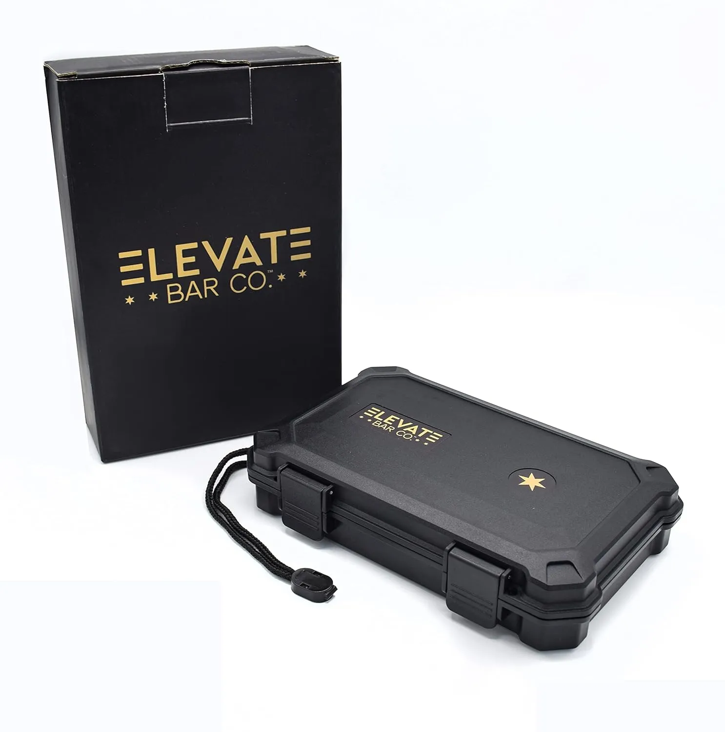 Travel Humidor Cigar Carrying Case - 5- Count- Waterproof, Crushproof, Airtight Seal, Durable Black Portable Case
