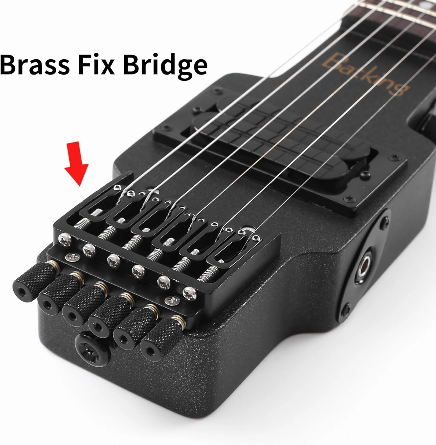 Travel Guitar Electric, Headless Guitar 6 Strings One-piece Canada Maple Neck Through Body Design Brass Fix Bridge with Gigbag