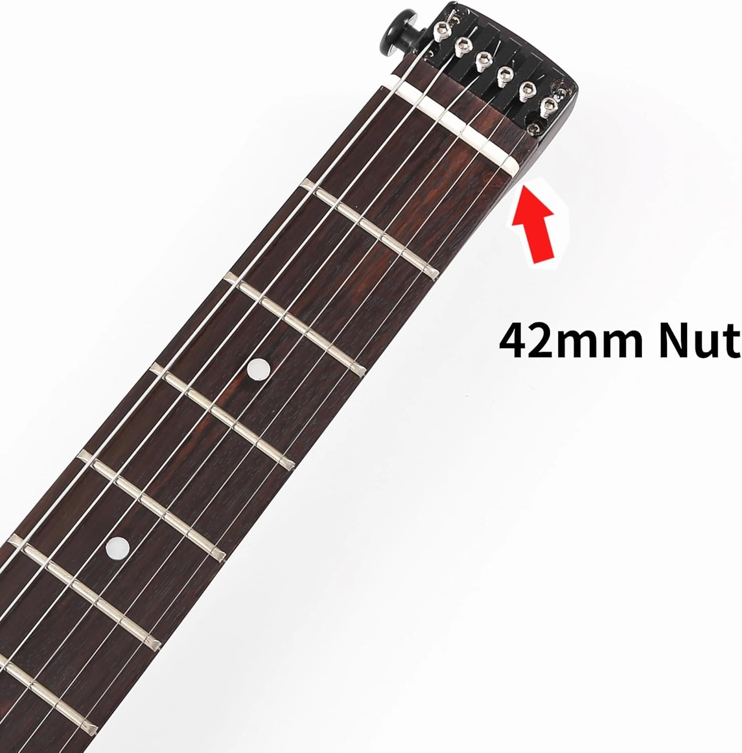 Travel Guitar Electric, Headless Guitar 6 Strings One-piece Canada Maple Neck Through Body Design Brass Fix Bridge with Gigbag