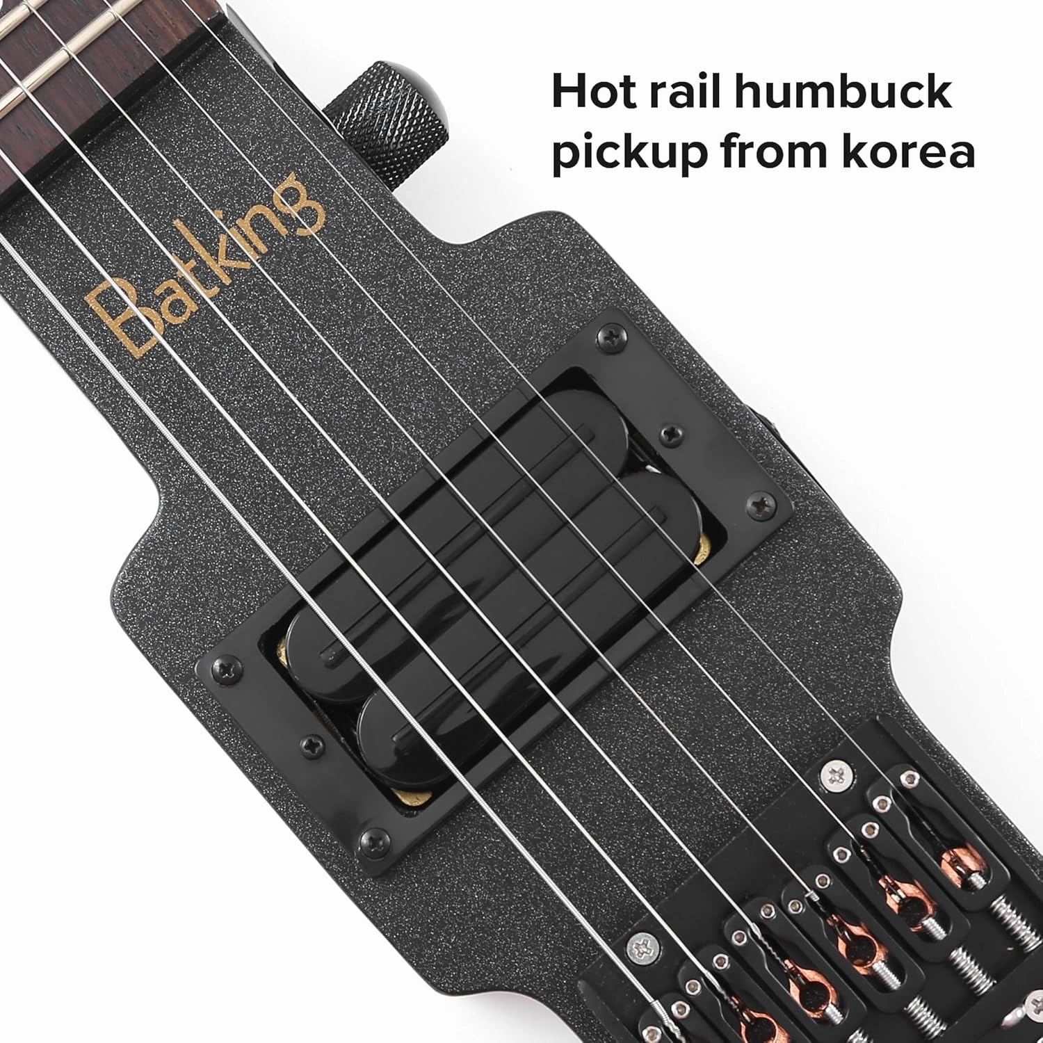 Travel Guitar Electric, Headless Guitar 6 Strings One-piece Canada Maple Neck Through Body Design Brass Fix Bridge with Gigbag