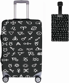 Travel Luggage Cover Alchemy Symbols Suitcase Protector   Travel Luggage Tags Bag Tags Elastic Fits 29-32 Inch Luggage- X-Large