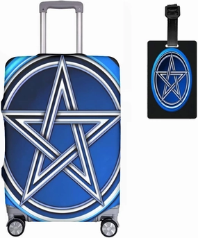 Travel Luggage Cover Occult Pentagram Wiccan Art Suitcase Protector   Travel Luggage Tags Bag Tags Elastic Fits 18-21 Inch Luggage-Small
