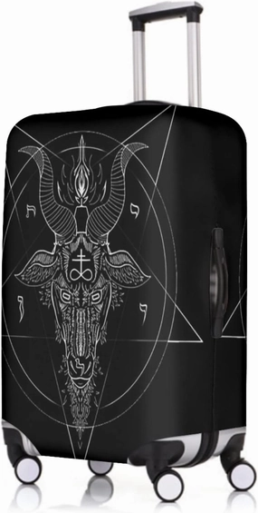 Travel Luggage Cover Pentagram Demon Satanic Goat Head Suitcase Protector   Travel Luggage Tags Bag Tags Elastic Fits 29-32 Inch Luggage- X-Large