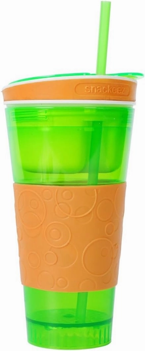 Travel Snack & Drink Cup with Straw,16 oz, Green Brand