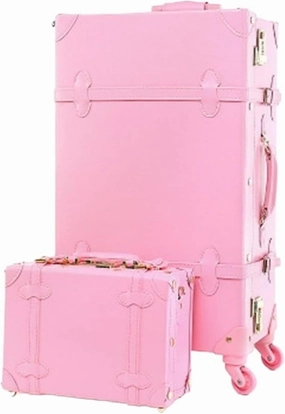 Travel Suitcase Set,Cabin Luggage Vintage Luggage Sets,2 Piece Spinner Wheels Hard Shell Travel Carry On Suitcases Travel Bag (Color : Roze, Size : 12 24inch)