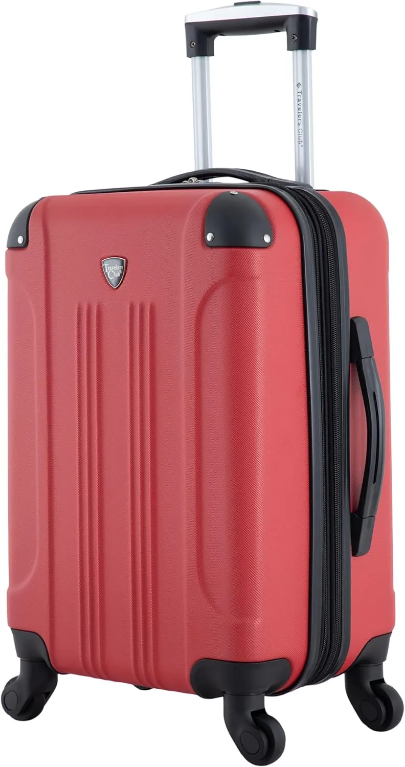 Travelers Club Chicago Hardside Expandable Spinner Luggage, Red, 5 Piece Set