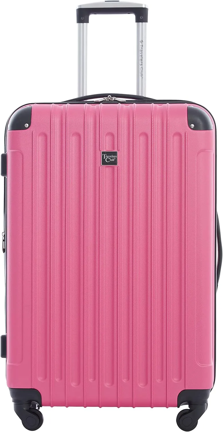 Travelers Club Midtown Hardside Luggage Travel, Bubble Gum, 4-Piece Set
