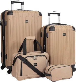 Travelers Club Midtown Hardside Luggage Travel, Tan, 4-Piece Set