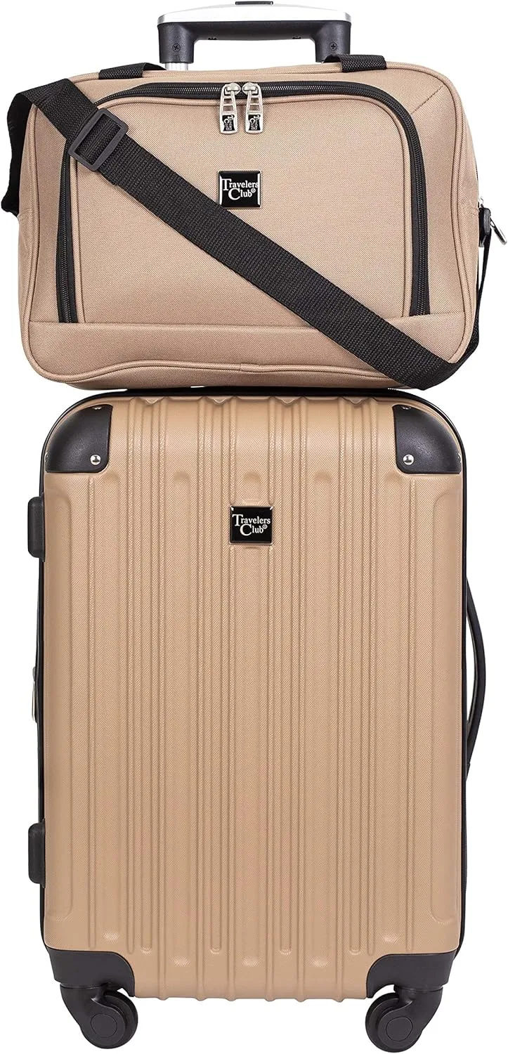 Travelers Club Midtown Hardside Luggage Travel, Tan, 4-Piece Set