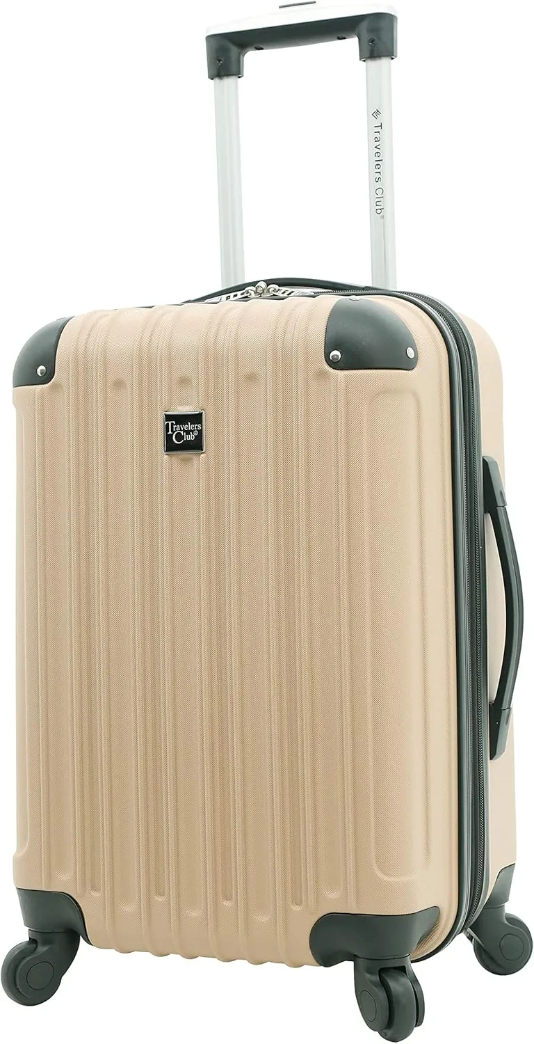 Travelers Club Midtown Hardside Luggage Travel, Tan, 4-Piece Set