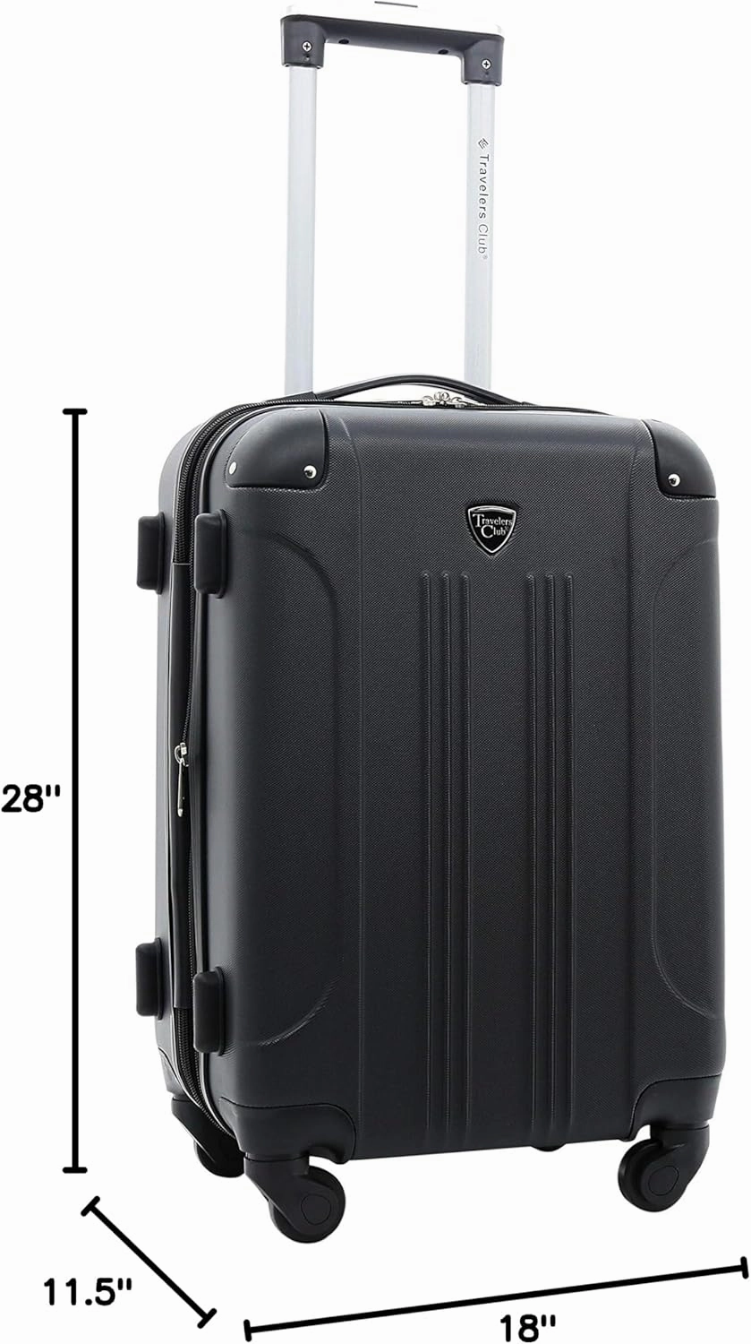 Travelers Club Chicago Hardside Expandable Spinner Luggage, Black, 5 Piece Set