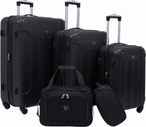 Travelers Club Chicago Hardside Expandable Spinner Luggage, Black, 5 Piece Set