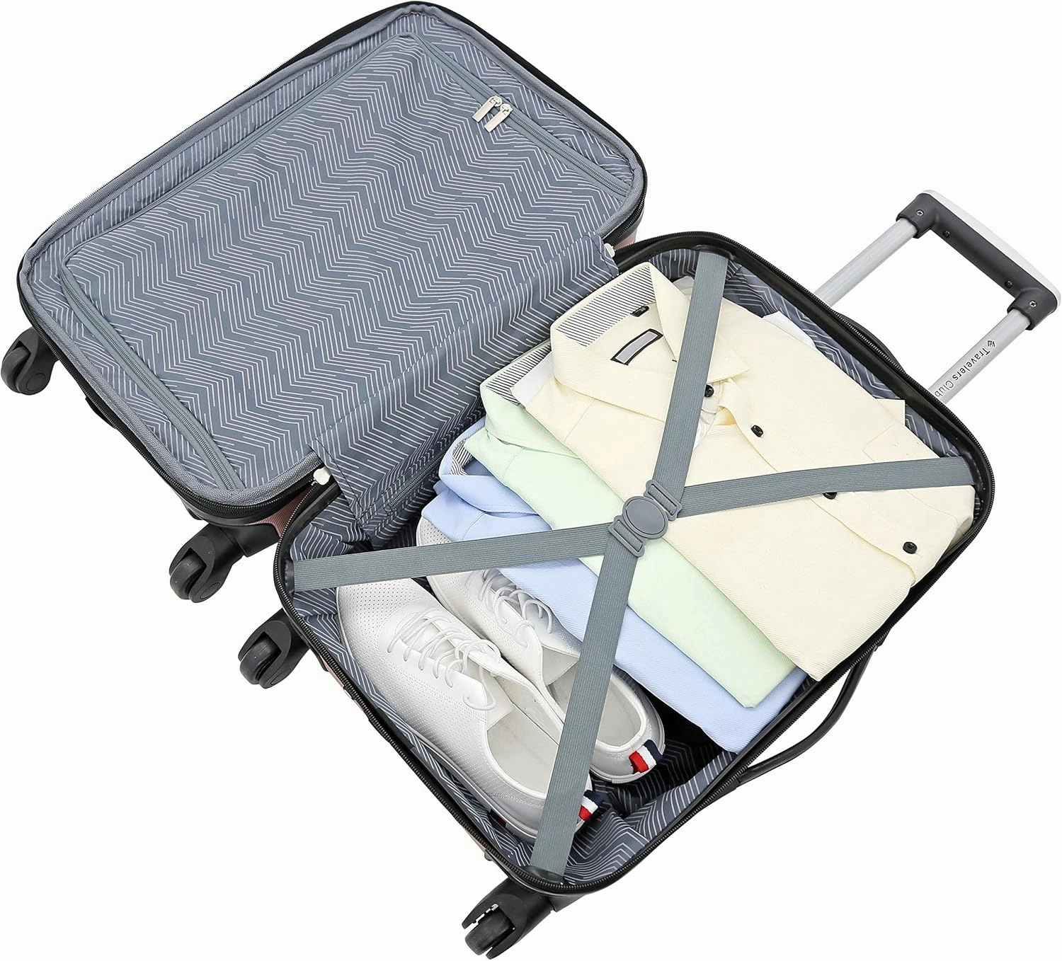 Travelers Club Chicago Hardside Expandable Spinner Luggage, Rose Gold, 3 Piece Set