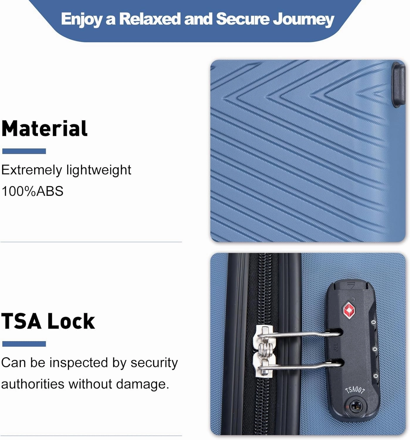 Travelhouse 4 Piece Luggage Sets Travel Suitcase, Large Capacity Lightweight Luggage Sets with TSA Lock & Spinner Wheels, Clearance Carry On Luggage Suitcase Set (BLUE, 4 piece luggage set)
