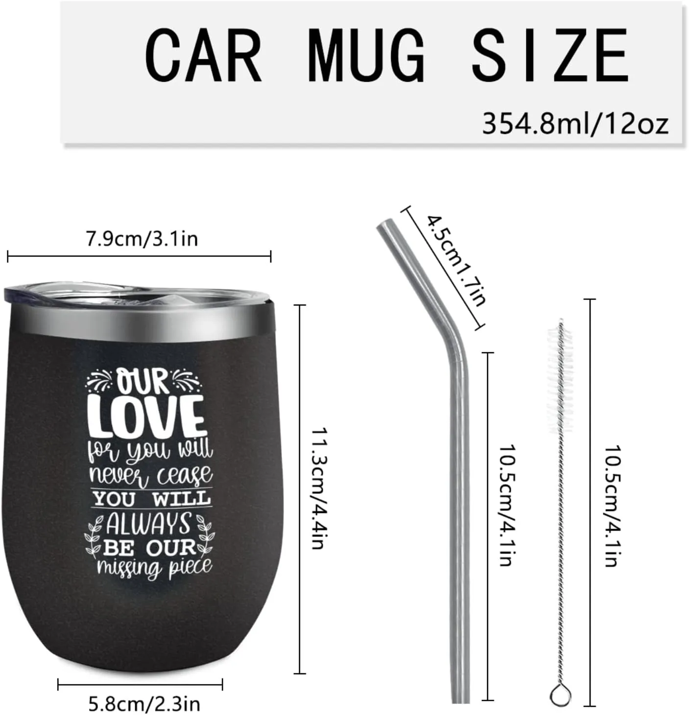 Tumbler Our love for you will never cease you will always be our missing piece Tumbler Insulated Stainless Tumbler with Lids and Straws funny Gift for Older for Outdoor