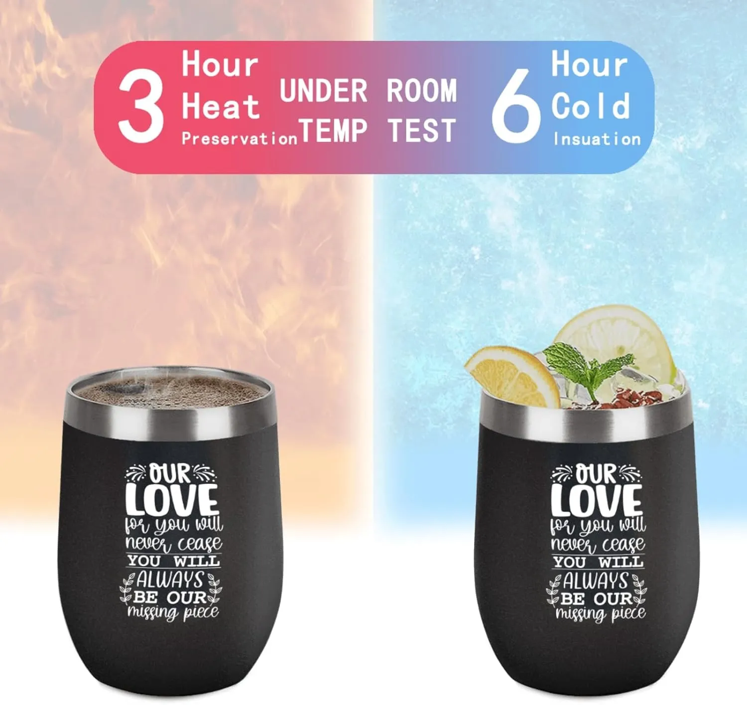 Tumbler Our love for you will never cease you will always be our missing piece Tumbler Insulated Stainless Tumbler with Lids and Straws funny Gift for Older for Outdoor