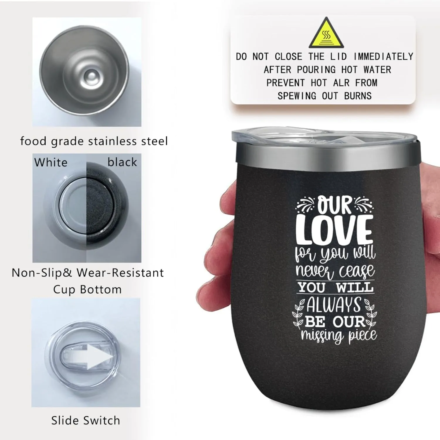 Tumbler Our love for you will never cease you will always be our missing piece Tumbler Insulated Stainless Tumbler with Lids and Straws funny Gift for Older for Outdoor