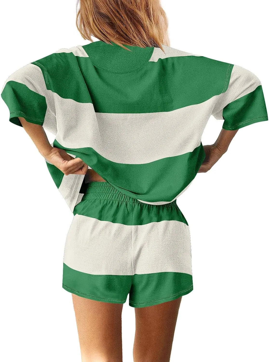 Two Piece Sets for Women Striped Sets 2 Piece Outfits Fashion Summer Outfits Matching Set Going Out Top and Shorts