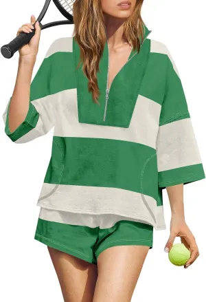 Two Piece Sets for Women Striped Sets 2 Piece Outfits Fashion Summer Outfits Matching Set Going Out Top and Shorts