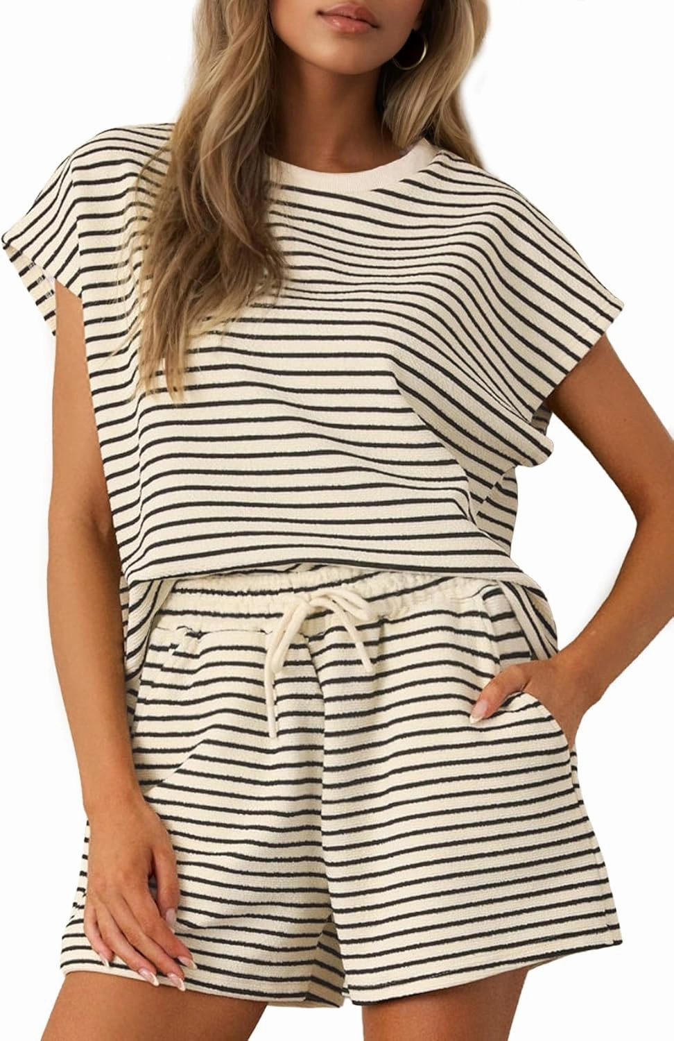 Two Piece Sets for Women Summer Short Sleeve Womens Loungewear Set Travel Matching Short Sets for Women Sweat Suit