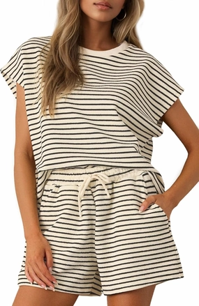 Two Piece Sets for Women Summer Short Sleeve Womens Loungewear Set Travel Matching Short Sets for Women Sweat Suit