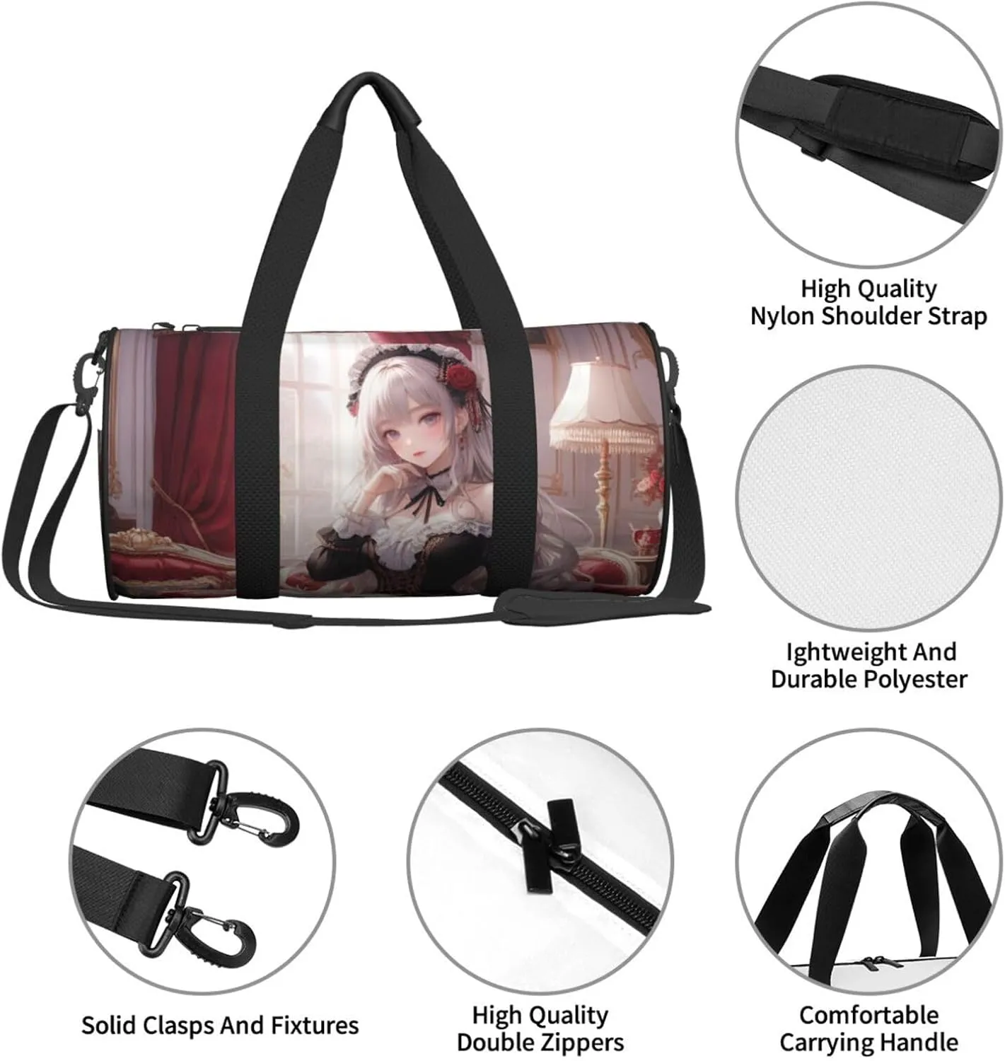 Velvet Visions Printed Travel Bag,Round Personal Item Storage bag,Foldie Duffel Bag for Traveling Vacation,Fitness,Sports