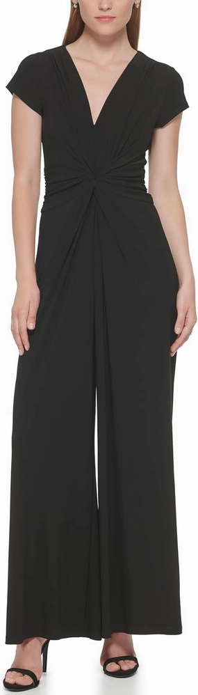 Vince Camuto womens Short Sleeve V-neck Twist Front Summer Jumpsuit