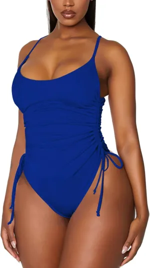 Viottiset Women's Ruched High Cut One Piece Swimsuit Tummy Control Bathing Suit Monokini