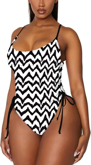 Viottiset Women's Ruched High Cut One Piece Swimsuit Tummy Control Bathing Suit Monokini