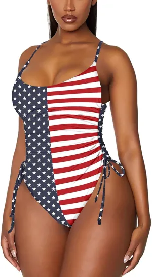 Viottiset Women's Ruched High Cut One Piece Swimsuit Tummy Control Bathing Suit Monokini